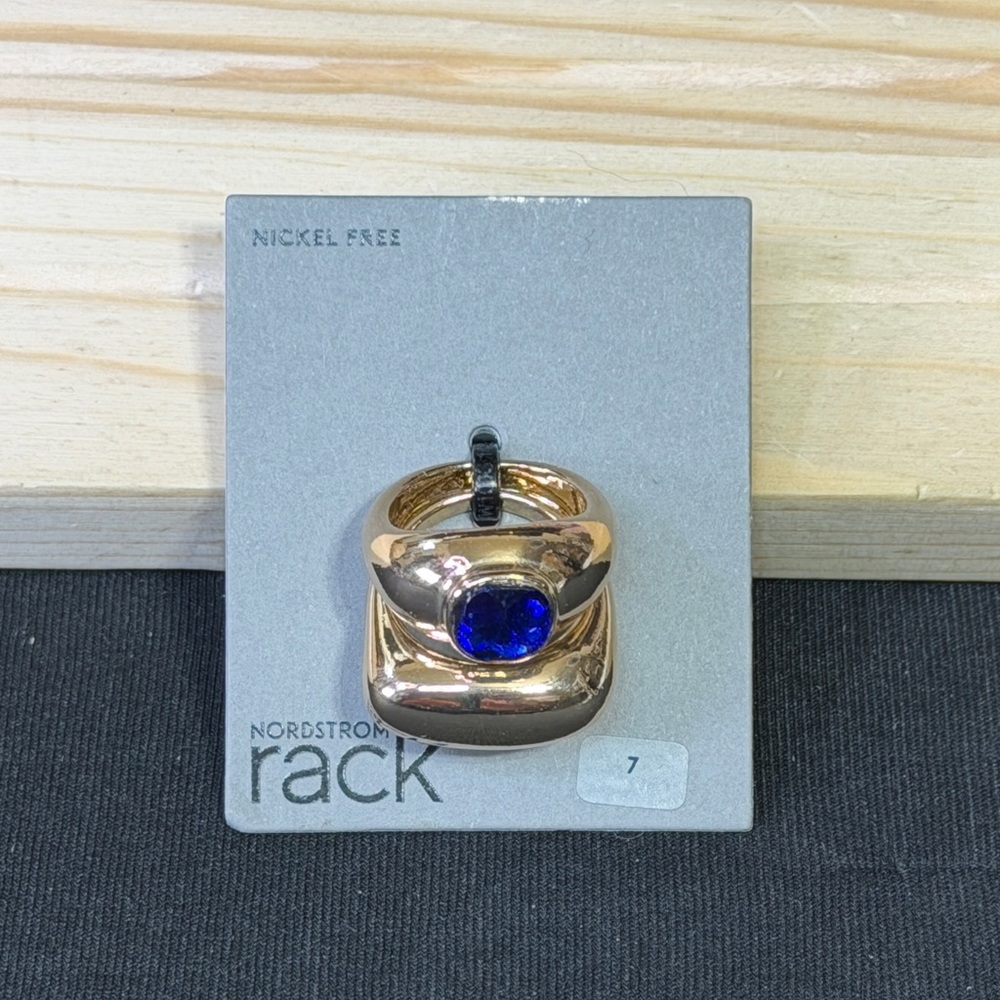 Nordstrom Rack Gold Ring with Blue Stone Two piece set